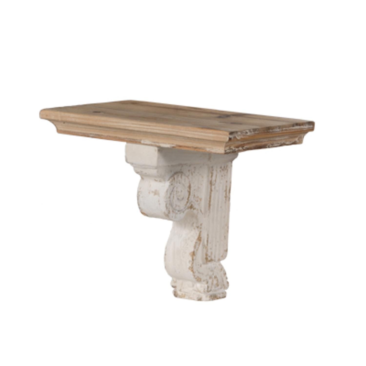 Classic Corbel Style White Washed Wall Shelf