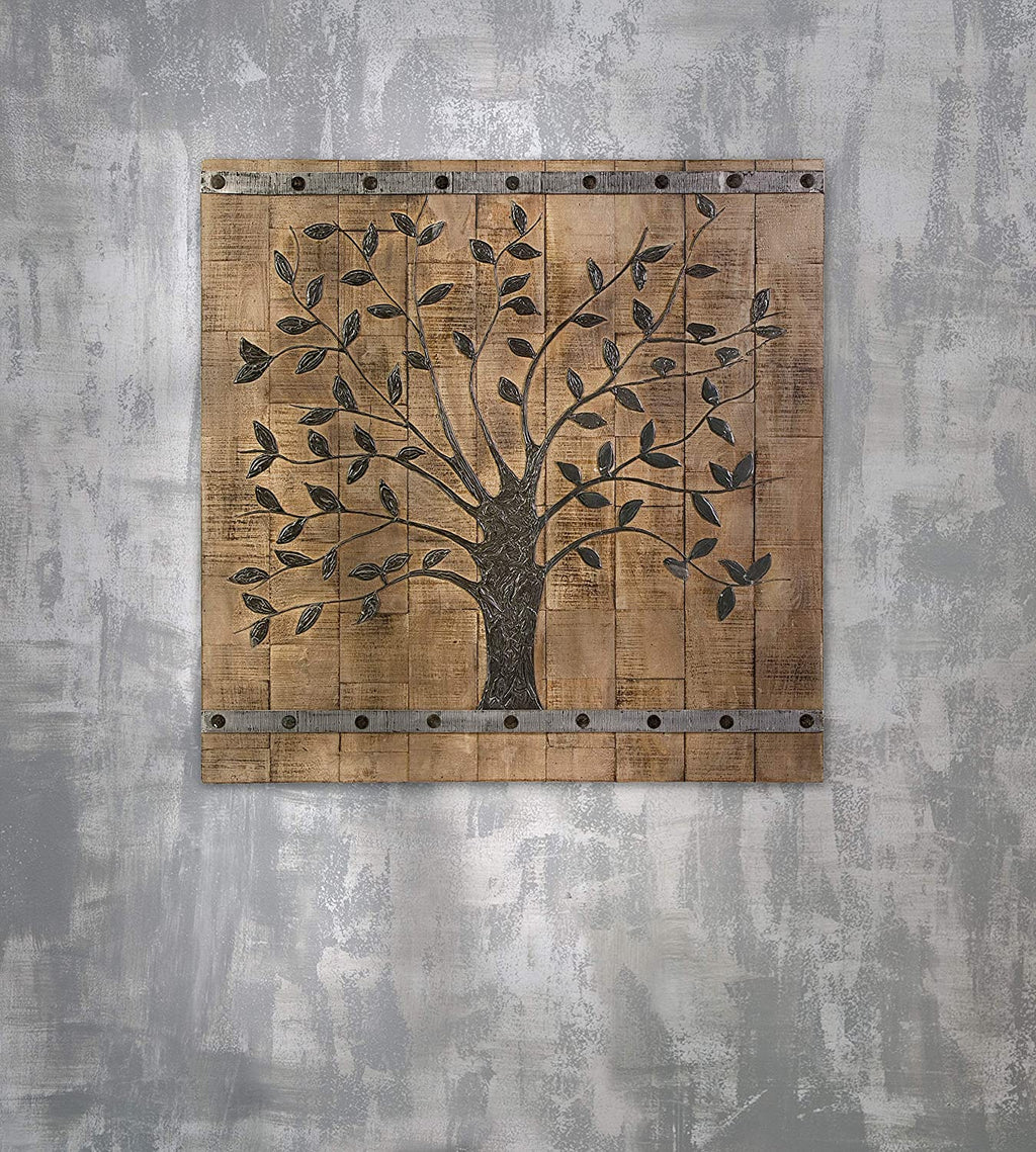 Rustic Brown Barn Door Tree of Life Wall Art - 99fab 