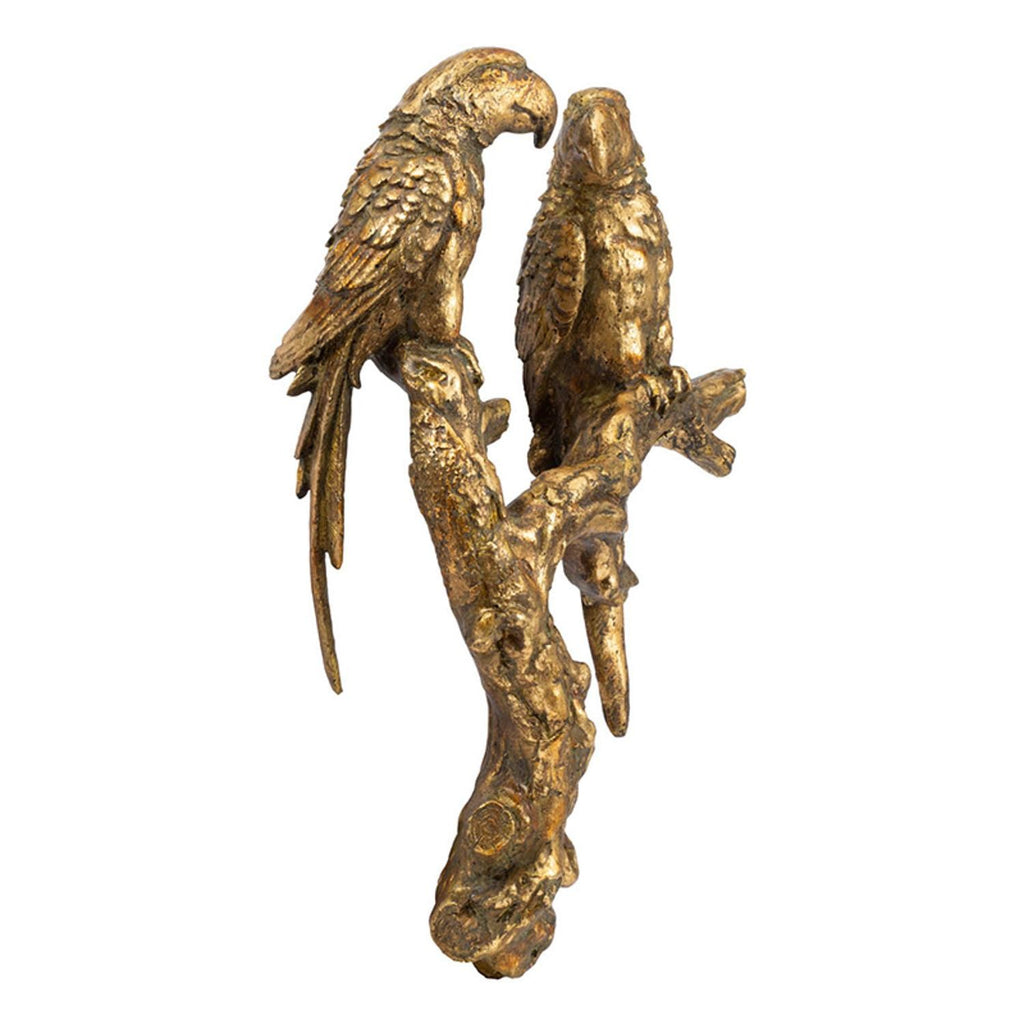 Antiqued Gold Parrots Sculpture - 99fab 