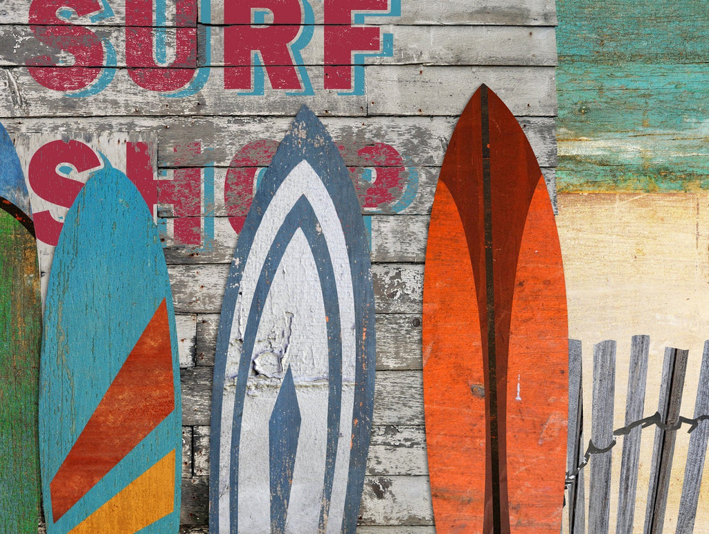 Vintage Surfboard Trio Beach Scene Wall Art - 99fab 