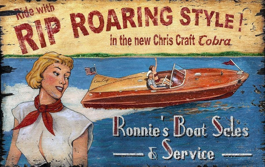 Vintage Style Boat Advertisement Wall Art - 99fab 