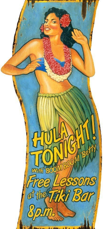 Vintage Hula Girl Tiki Bar Advertisment Wall Décor - 99fab 