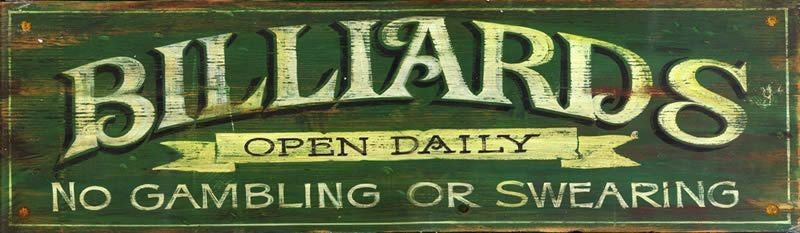 Distressed Billiards Open Daily Wall Art - 99fab 