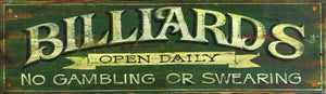 Distressed Billiards Open Daily Wall Art