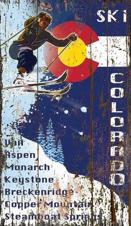 Skiing into the Colorado Flag Wall Art - 99fab 