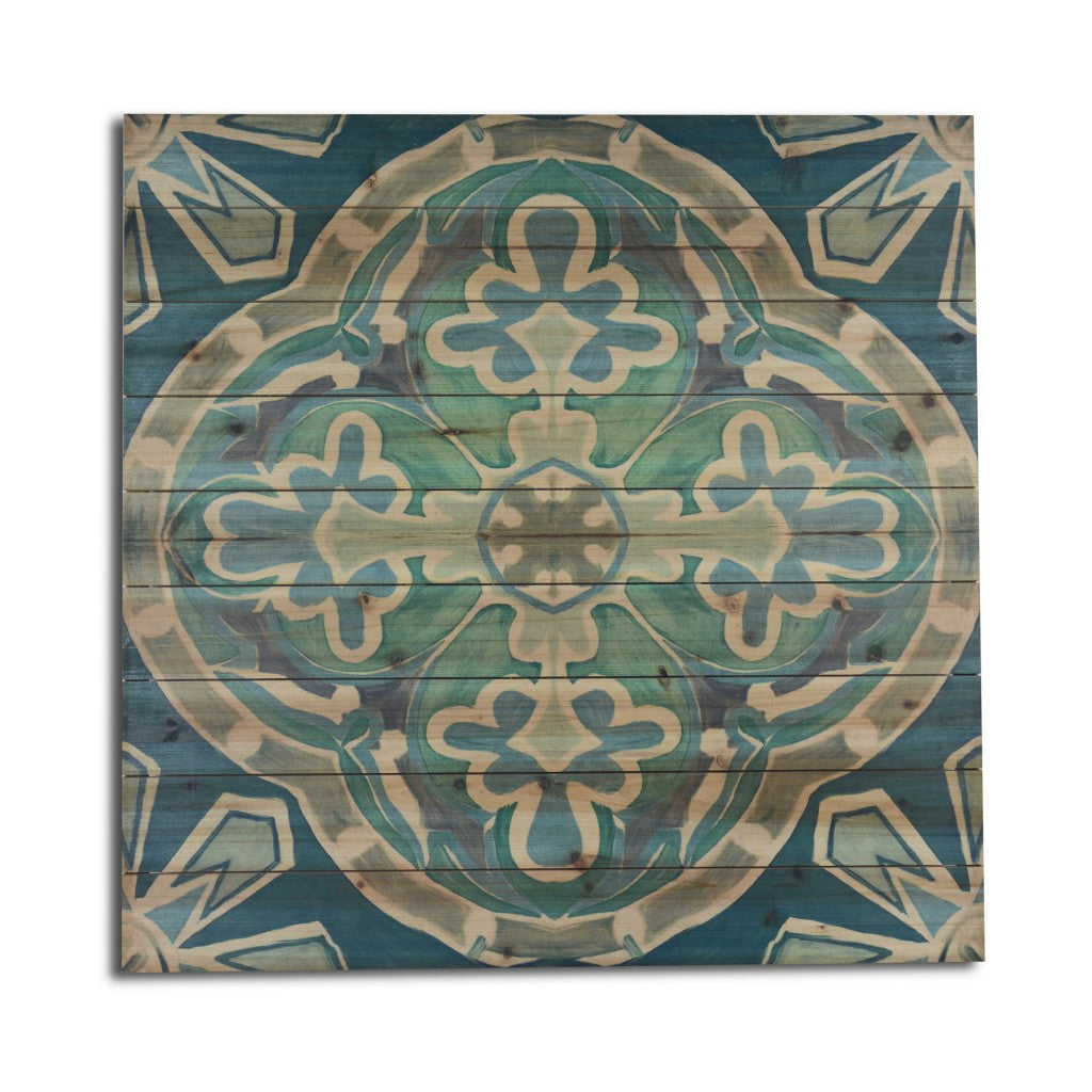 Blue And Aqua Medallion Unframed Graphic Wall Art - 99fab 