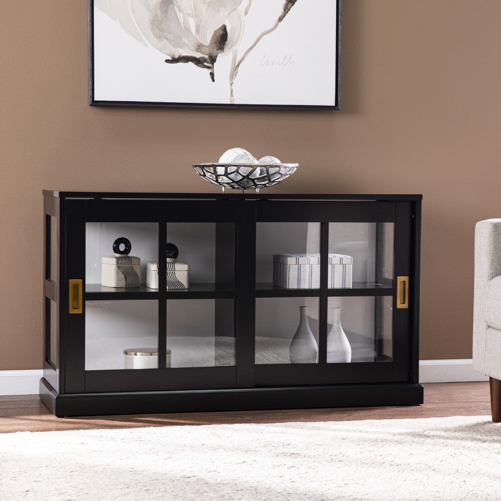 Dynasty Contemporary Black and White Low Curio Cabinet - 99fab 