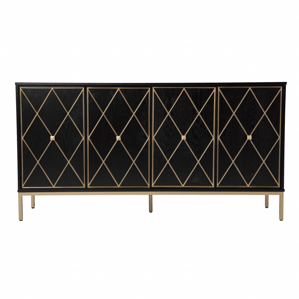 Black and Gold Harlequin Sideboard Storage Cabinet - 99fab 