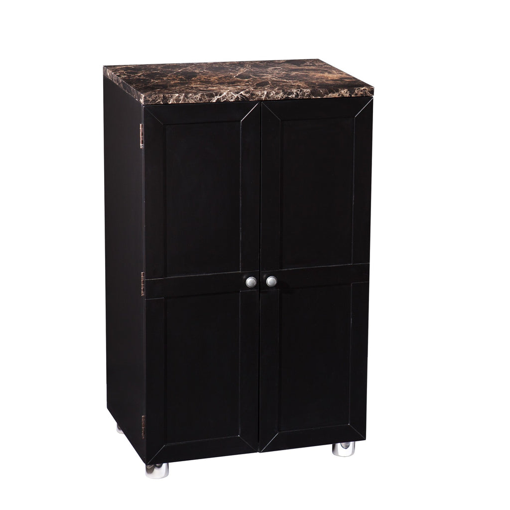 Metro Black Wood and Marble Bar Cabinet - 99fab 