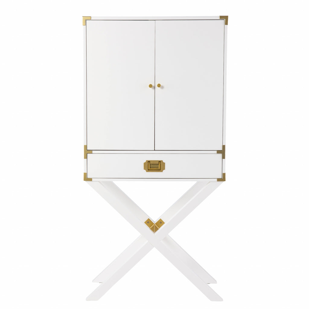 Campaign White and Gold Tall Bar Cabinet - 99fab 