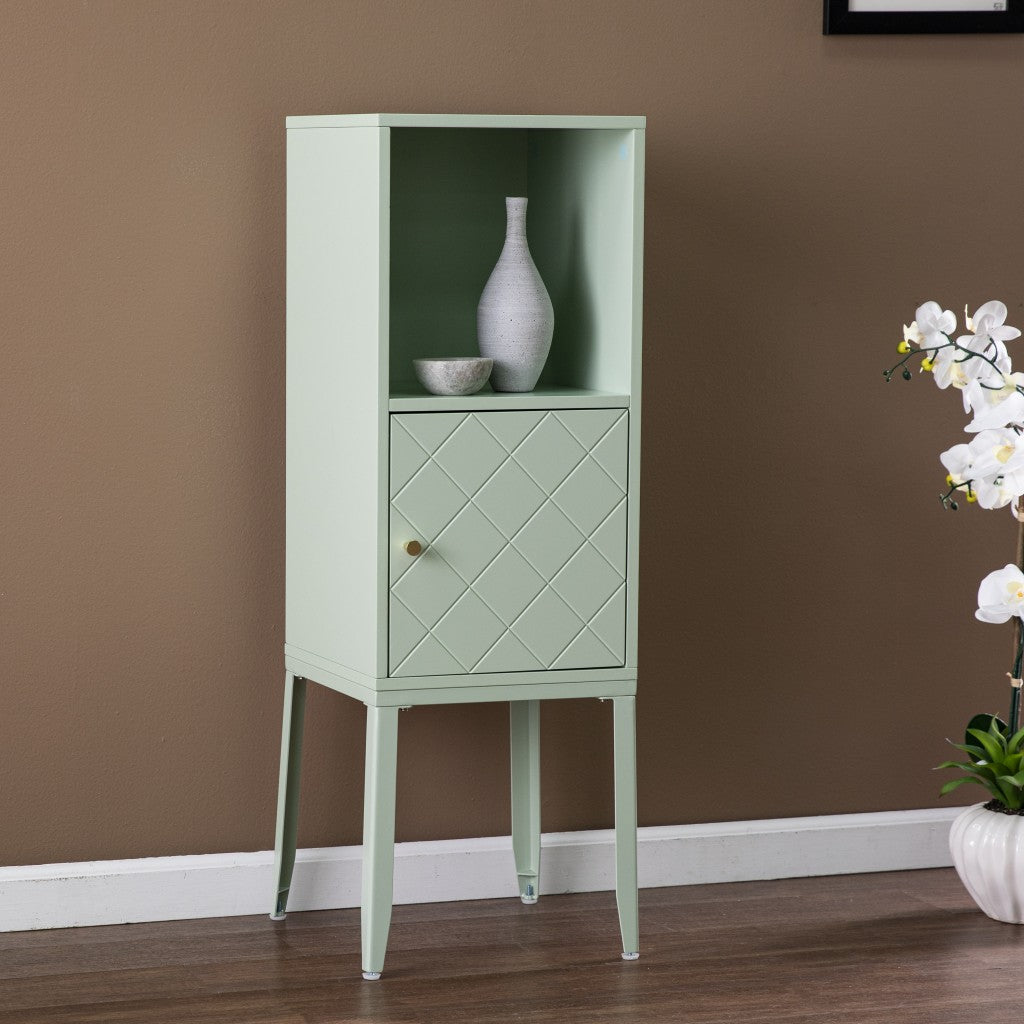 Pale Green Crosshatch Accent Storage Cabinet - 99fab 