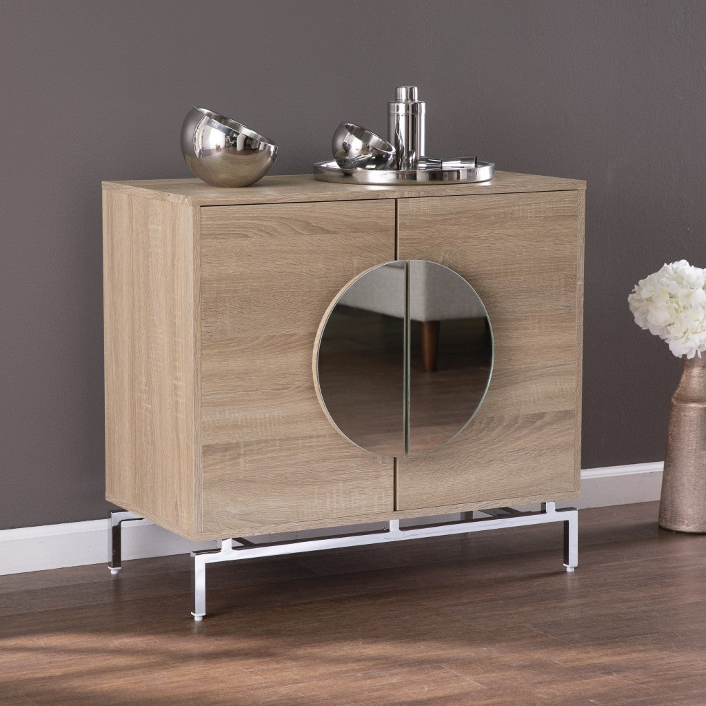 Contemporary Mirrored Circle Double Door Bar Cabinet - 99fab 