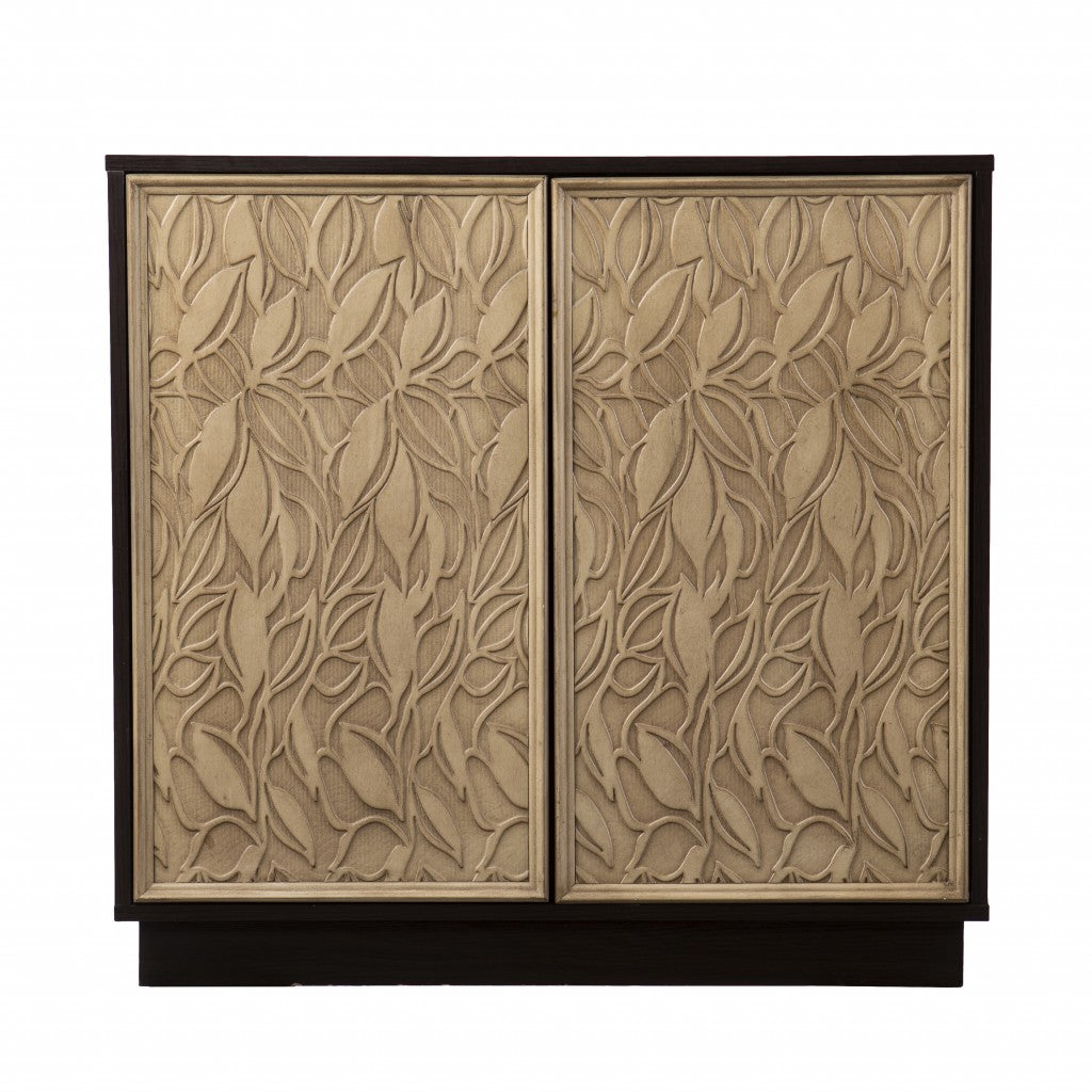 Brown and Cream Sculptural Leaf Accent Storage Cabinet - 99fab 