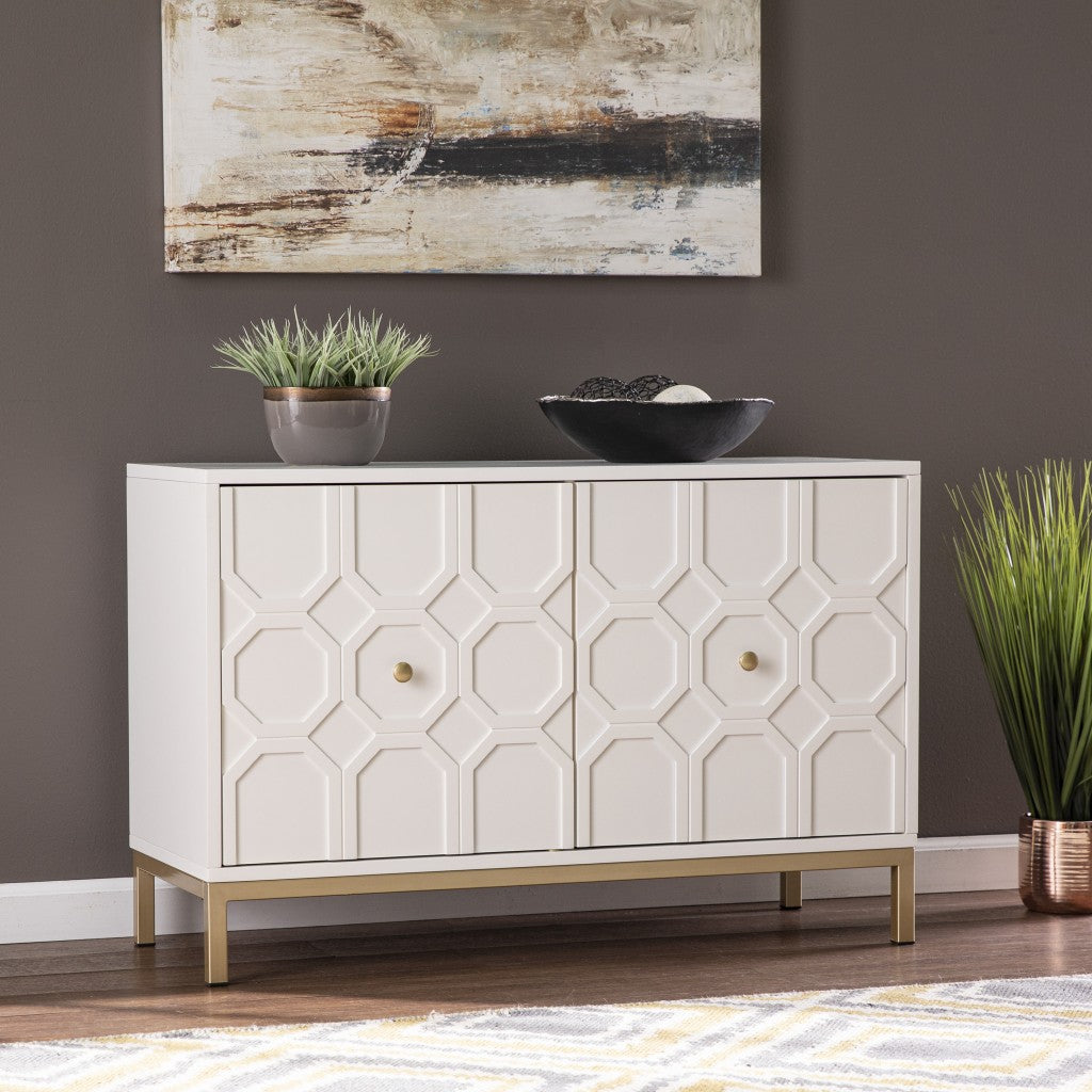 White and Gold Moroccan Dynasty Two Door Accent Cabinet - 99fab 