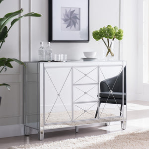 Glamorous Mirrored Bling Multi Storage Accent Cabinet