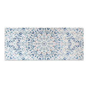 Shades of Blue Ornate Floral Wood Plank Wall Art