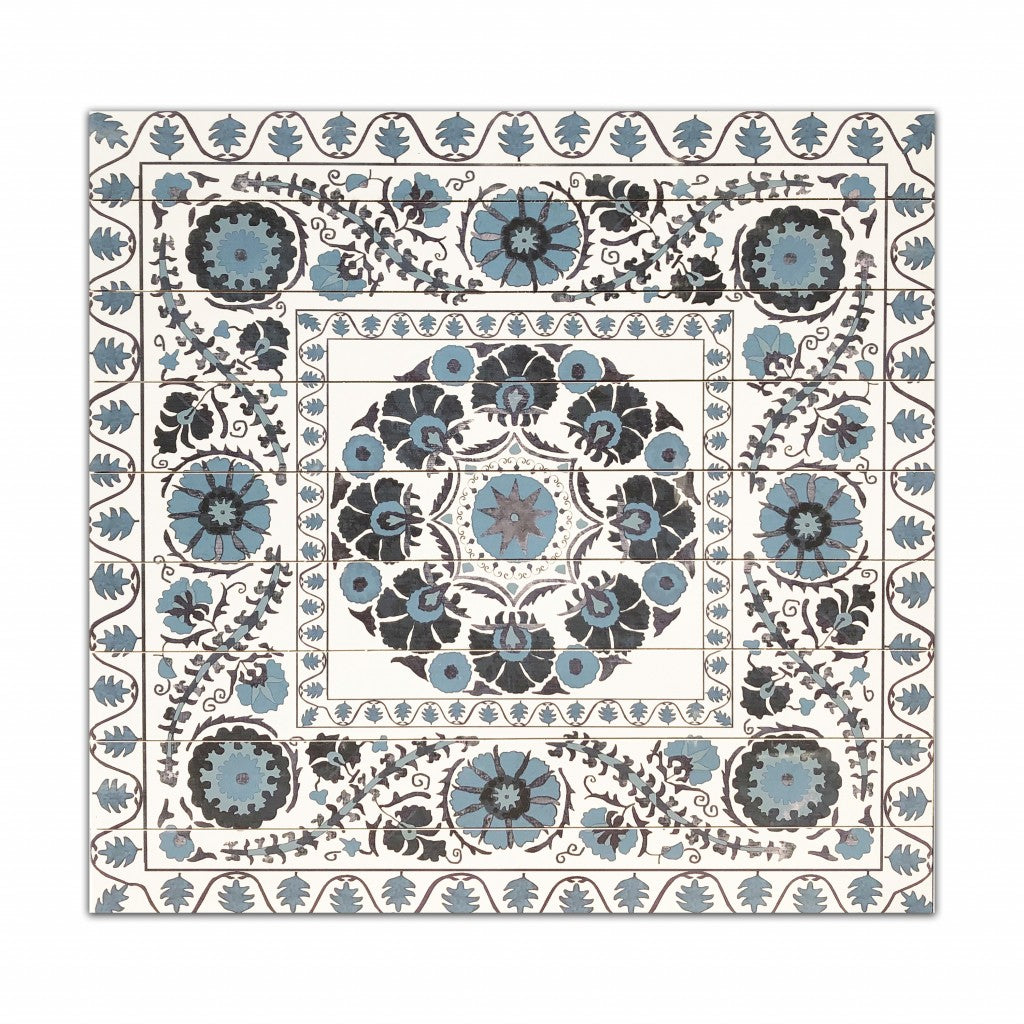 Tribal Blue Brown and White Wood Plank Wall Art - 99fab 