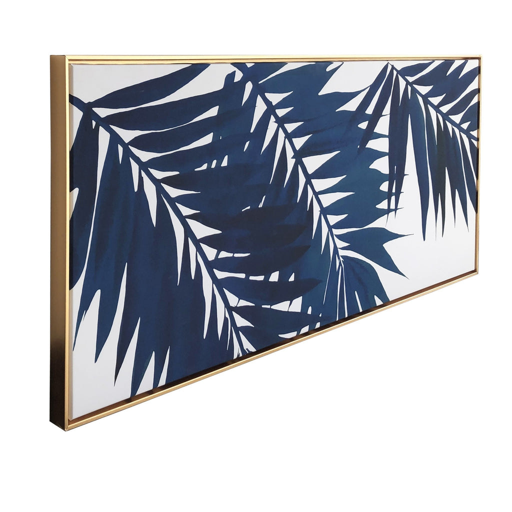 Bold Blue Palms Framed Canvas Wall Art - 99fab 