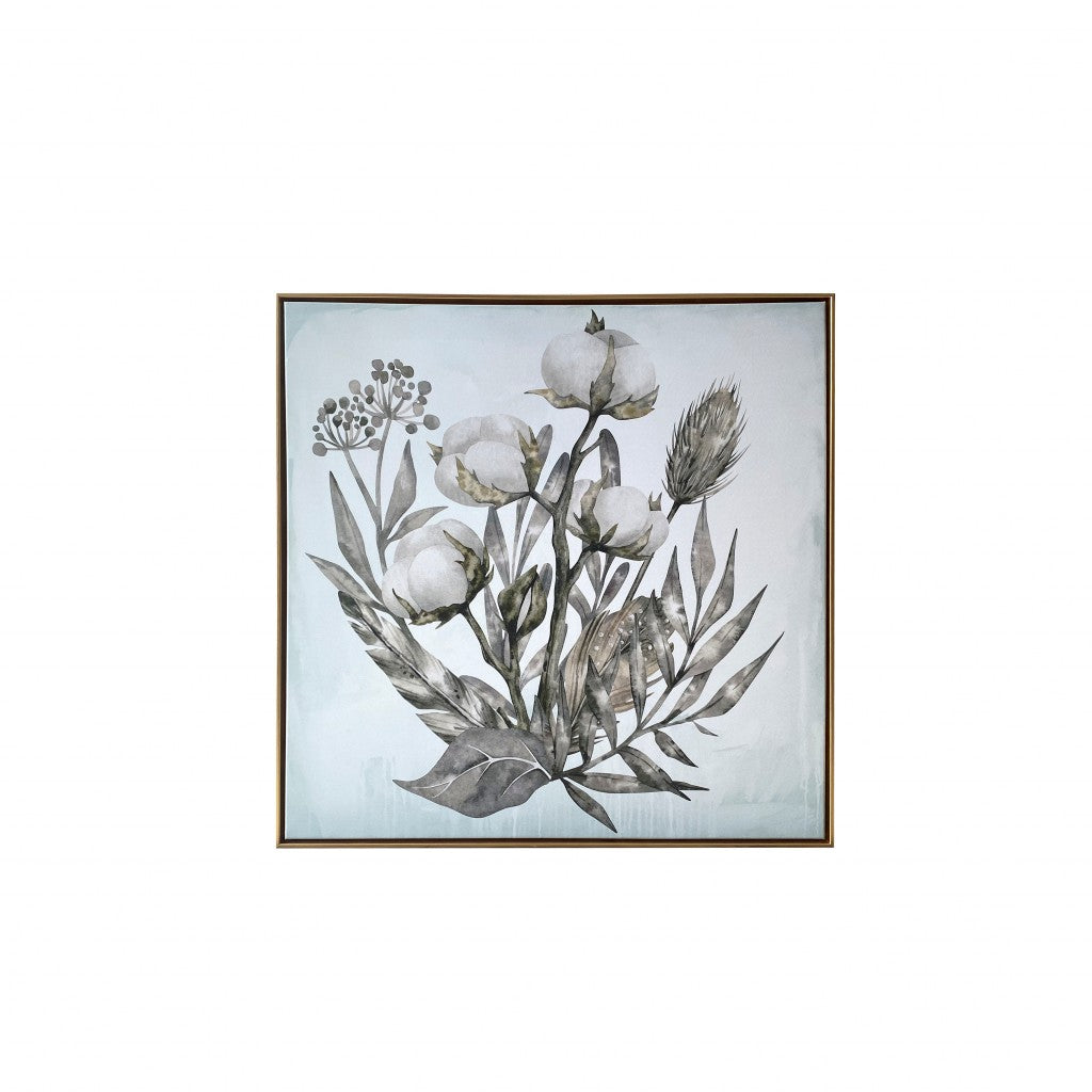 White Cotton Branch Framed Canvas Wall Art - 99fab 