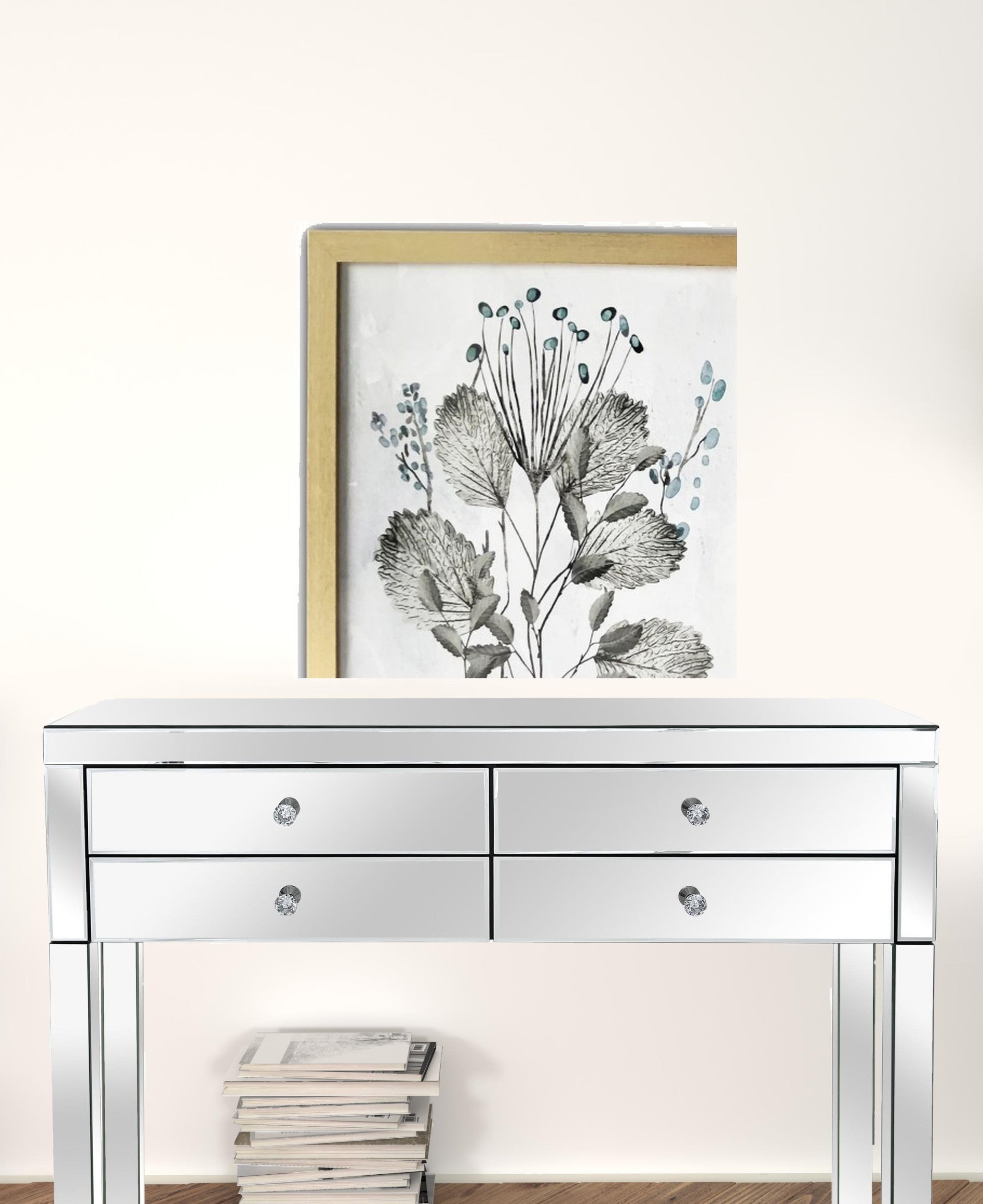 Two Piece Grey Leaves Framed Wall Art