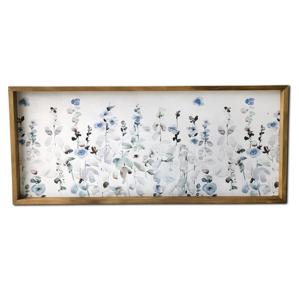 Blue Flower Garden Print Wood Plank Wall Art - 99fab 