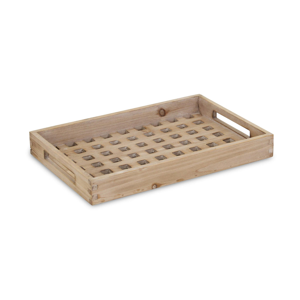 Brown Wood Grid Pattern Tray - 99fab 