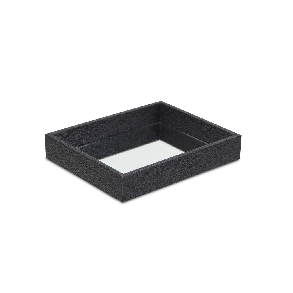 Black Shagreen Mirrored Tray - 99fab 