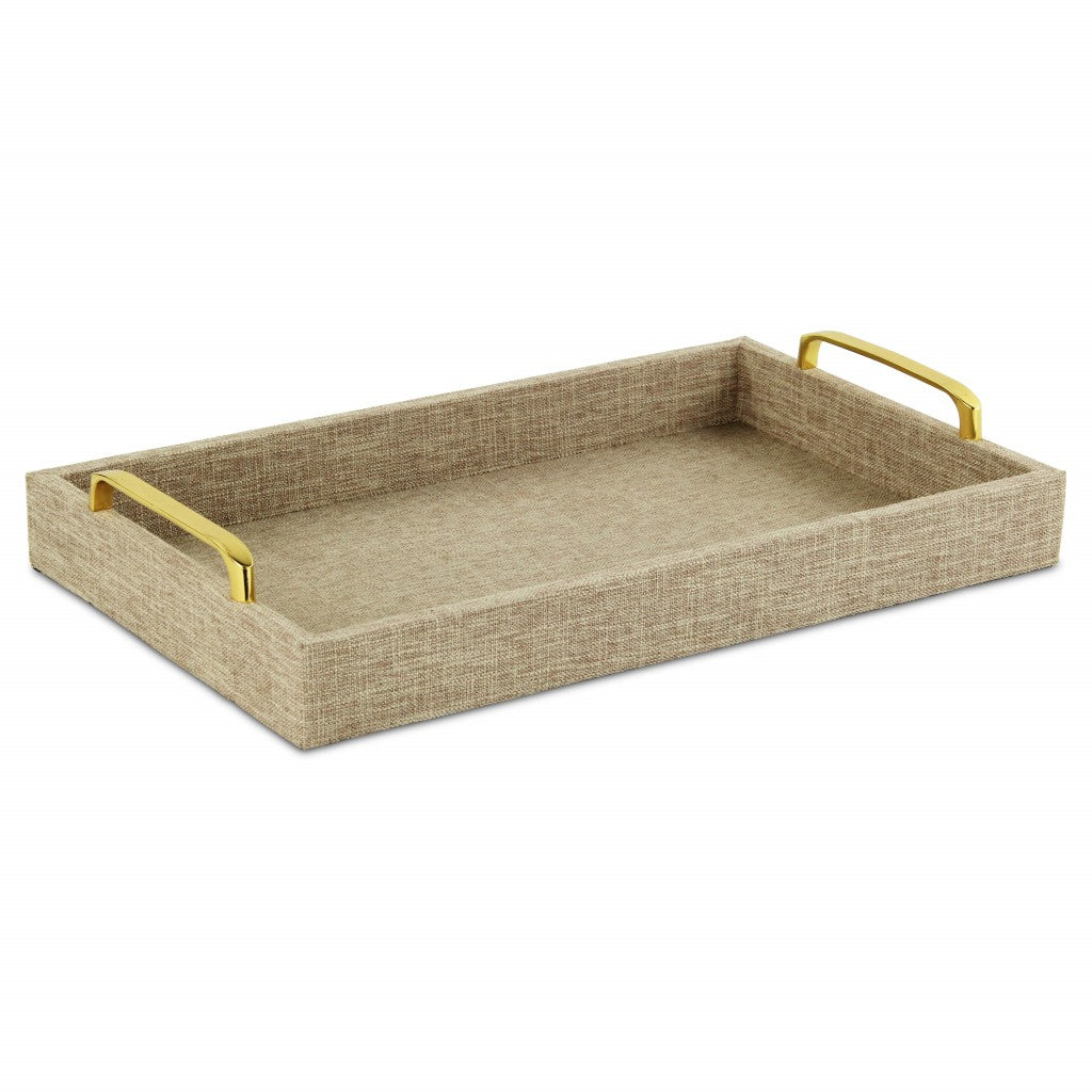 Beige Linen and Wooden Tray - 99fab 