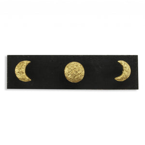 Black and Gold Moon Phase Three Hook Coat Hanger