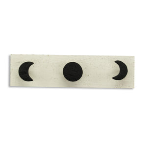 White and Black Moon Phase Three Hook Coat Hanger