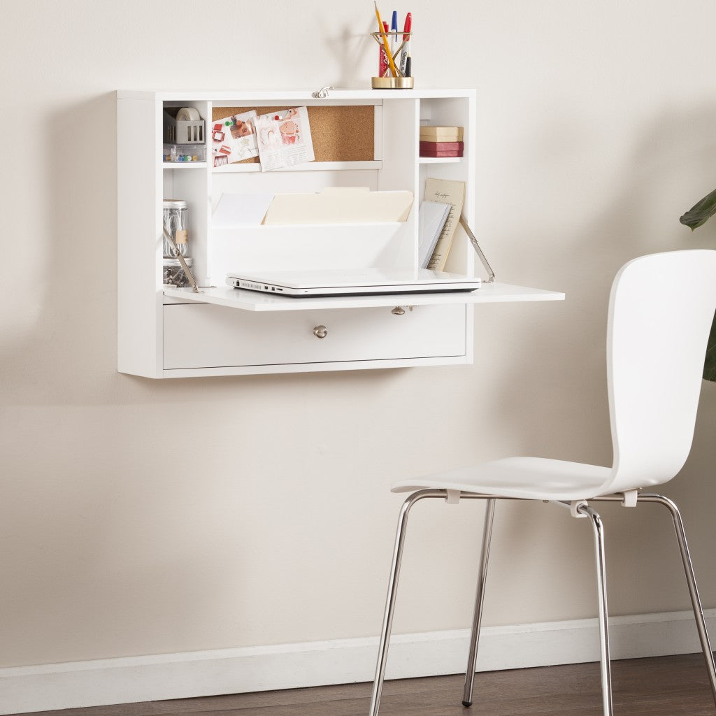 White Wall Mount Folding Desk