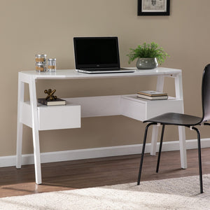 Metallic White Modern Writing Desk