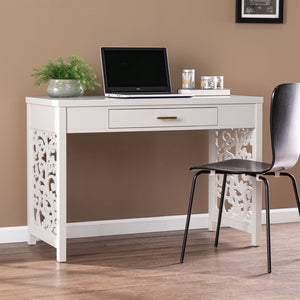 Gray Lattice Desk with Storage