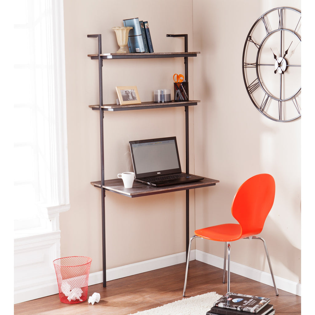 Burnt Oak Wall Mounted Floating Desk - 99fab 