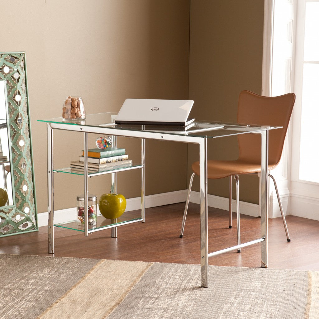 Chrome and Glass Writing Desk - 99fab 