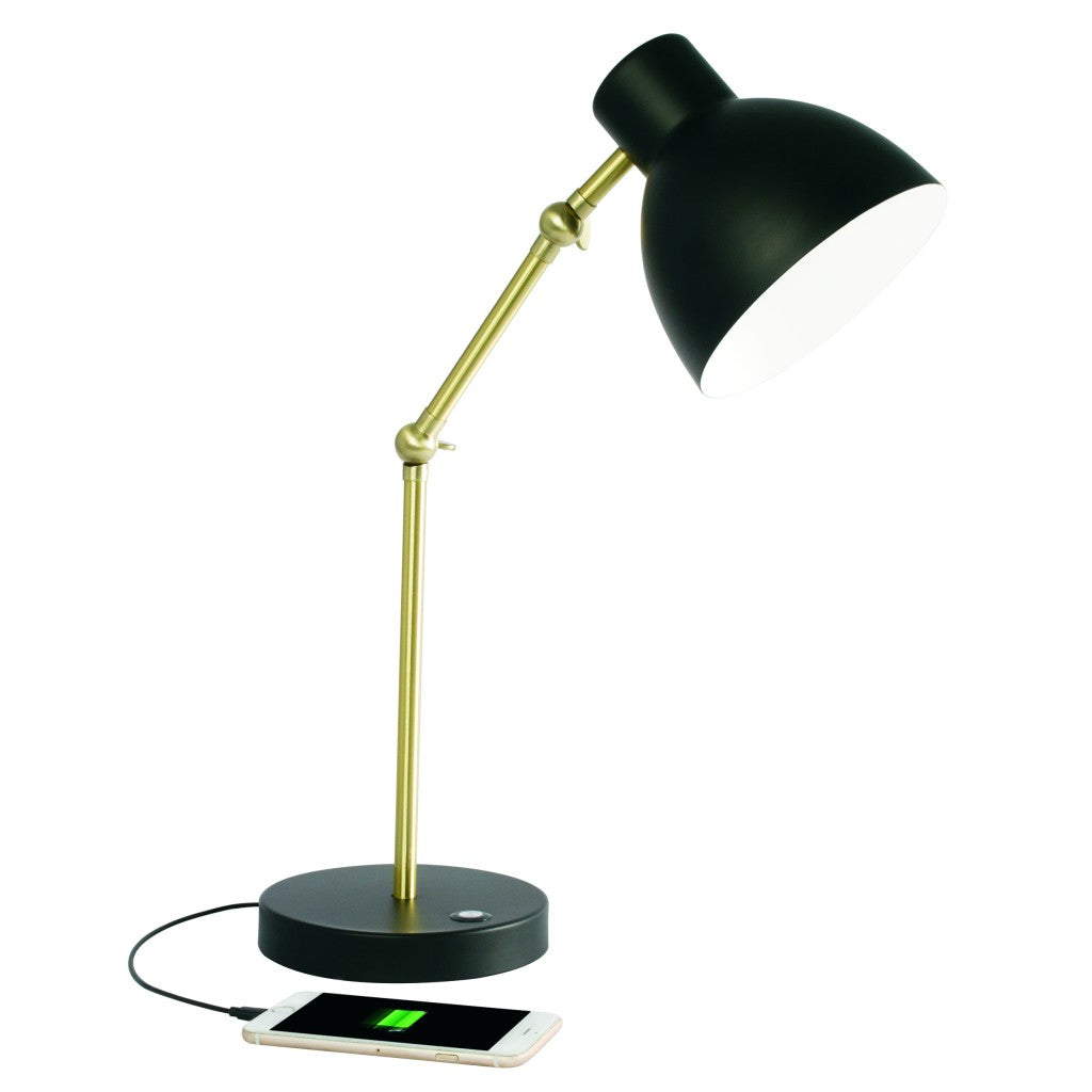 Matte Black and Gold Mod LED Adjustable Desk Lamp - 99fab 