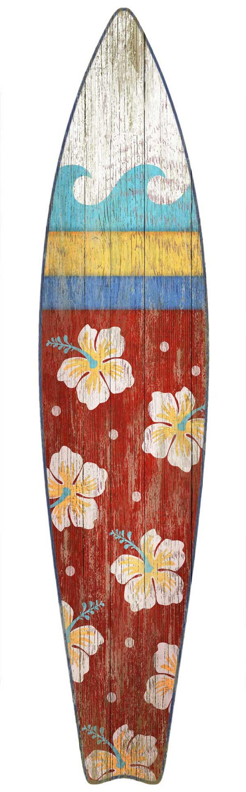 Vintage Hawaiian Flowers Surfboard Wall Decor - 99fab 