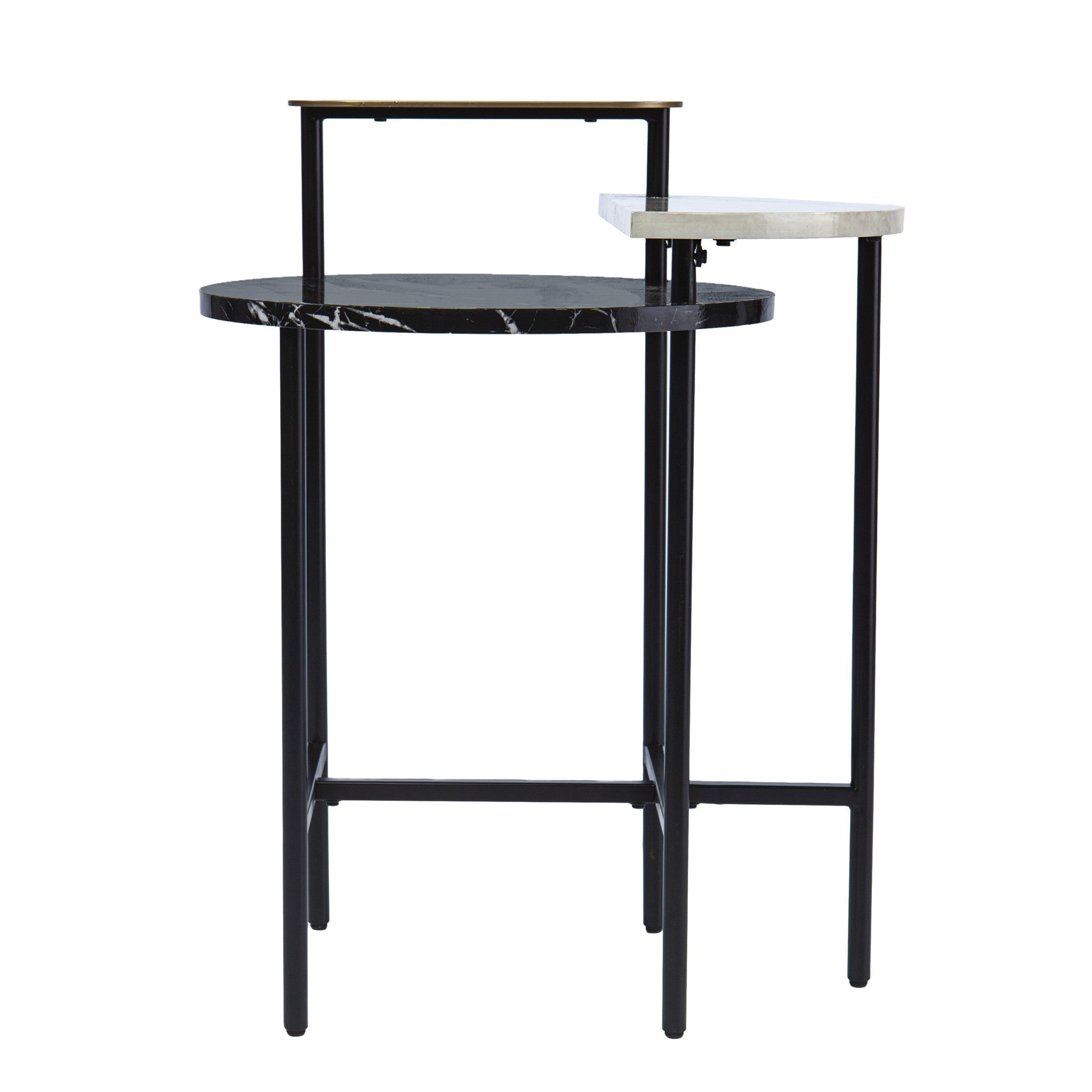 28" Black Manufactured Wood And Iron Free Form End Table With Shelf