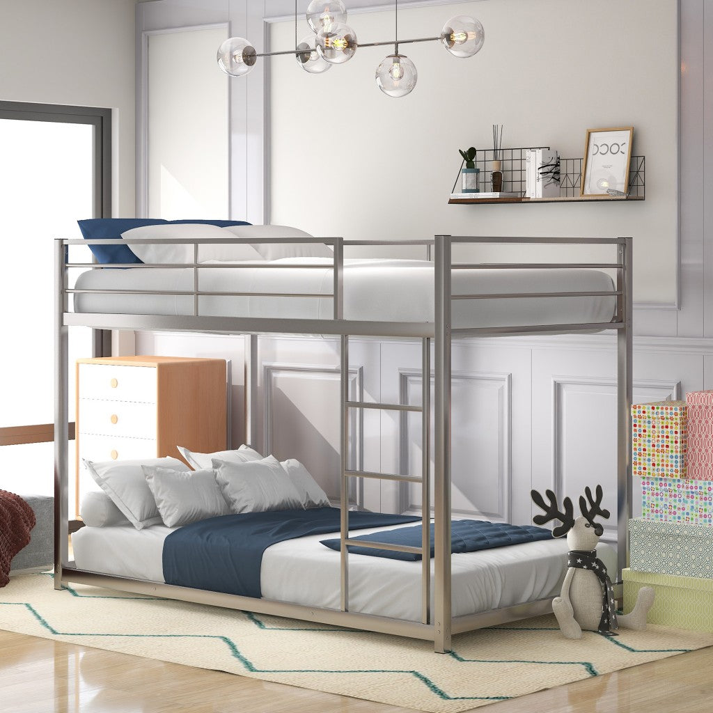 Silver Twin Over Twin Metal Low Bunk Bed - 99fab 