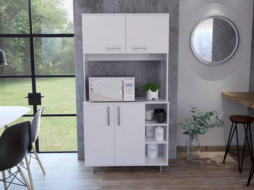 Modern White Kitchen Cabinet with Two Storage Shelves - 99fab 