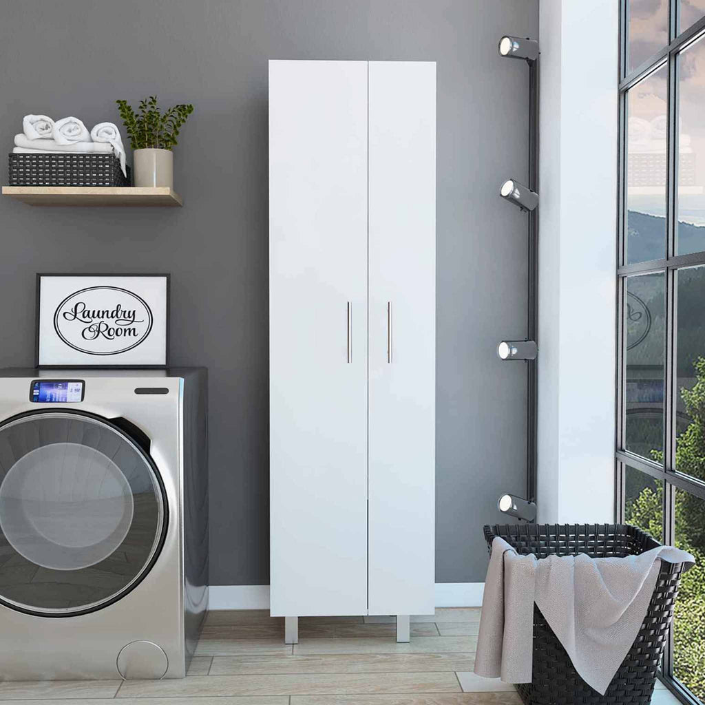 White Versatile Tall Pantry or Laundry Cabinet - 99fab 