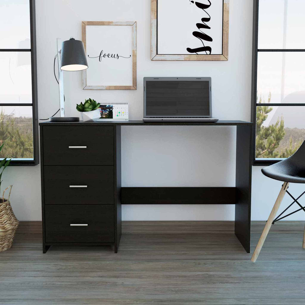 Echo Black Computer Desk with Three Drawers - 99fab 