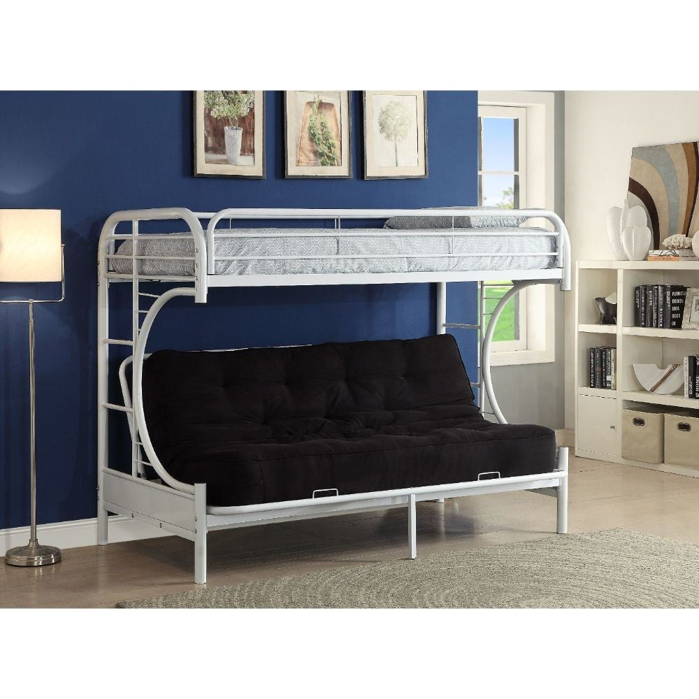 White Twin XL Over Queen Futon Bunk Bed - 99fab 