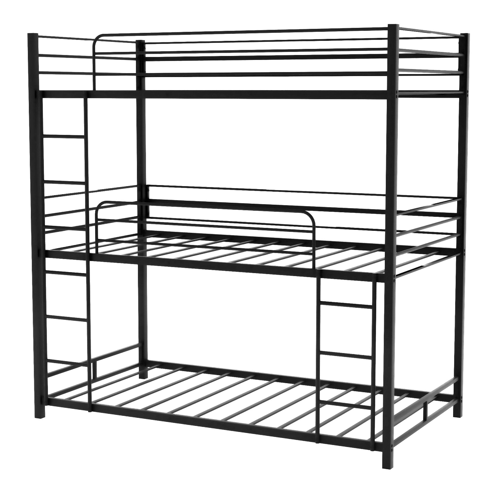 Black Twin Over Twin Over Twin Traditional Bunk Bed