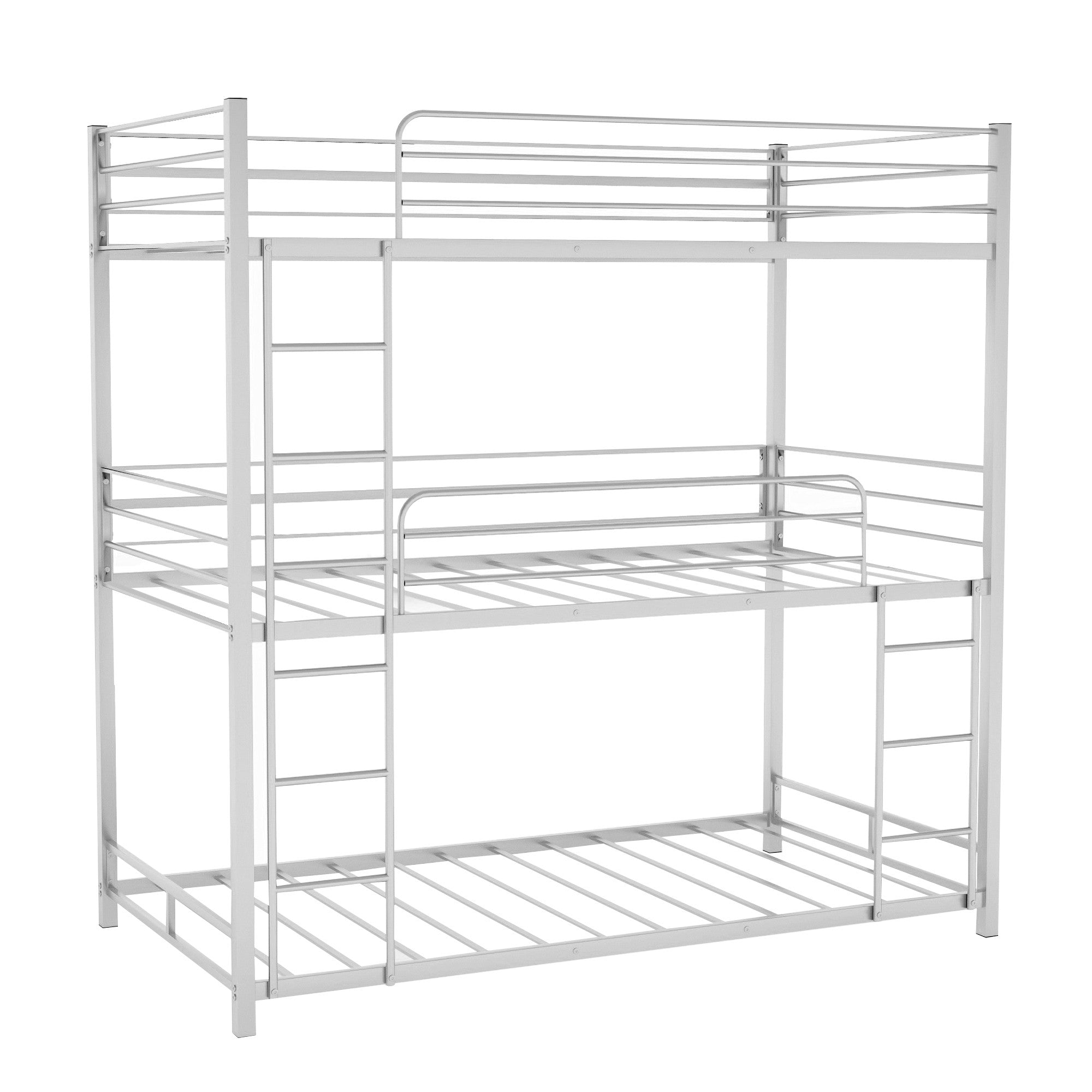 Silver Twin Over Twin Over Twin Traditional Bunk Bed