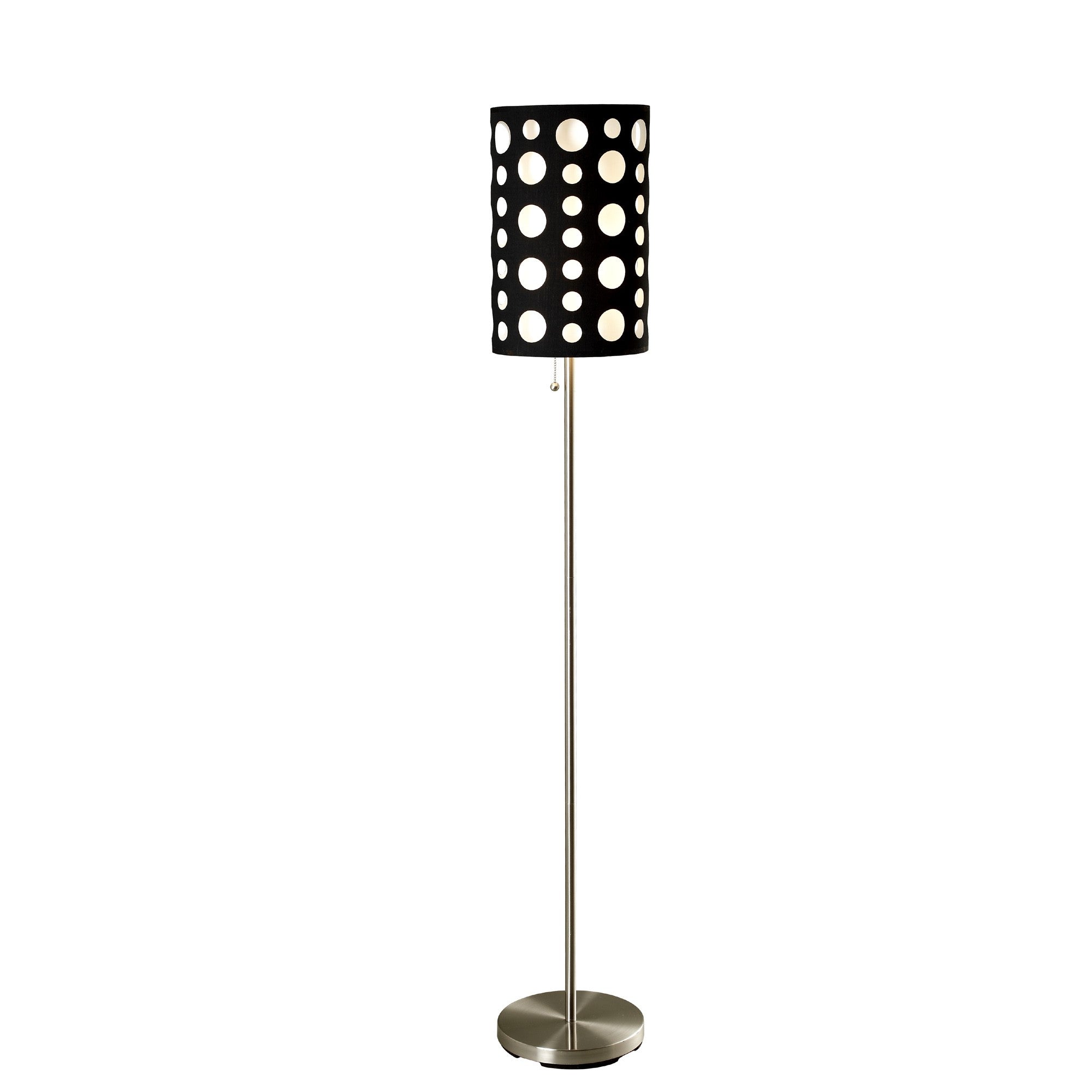 66" Steel Novelty Floor Lamp With Black And White Drum Shade