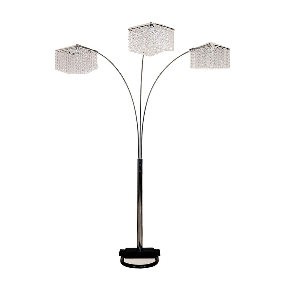 Floor Lamp with Three Hanging Crystal Shades - 99fab 