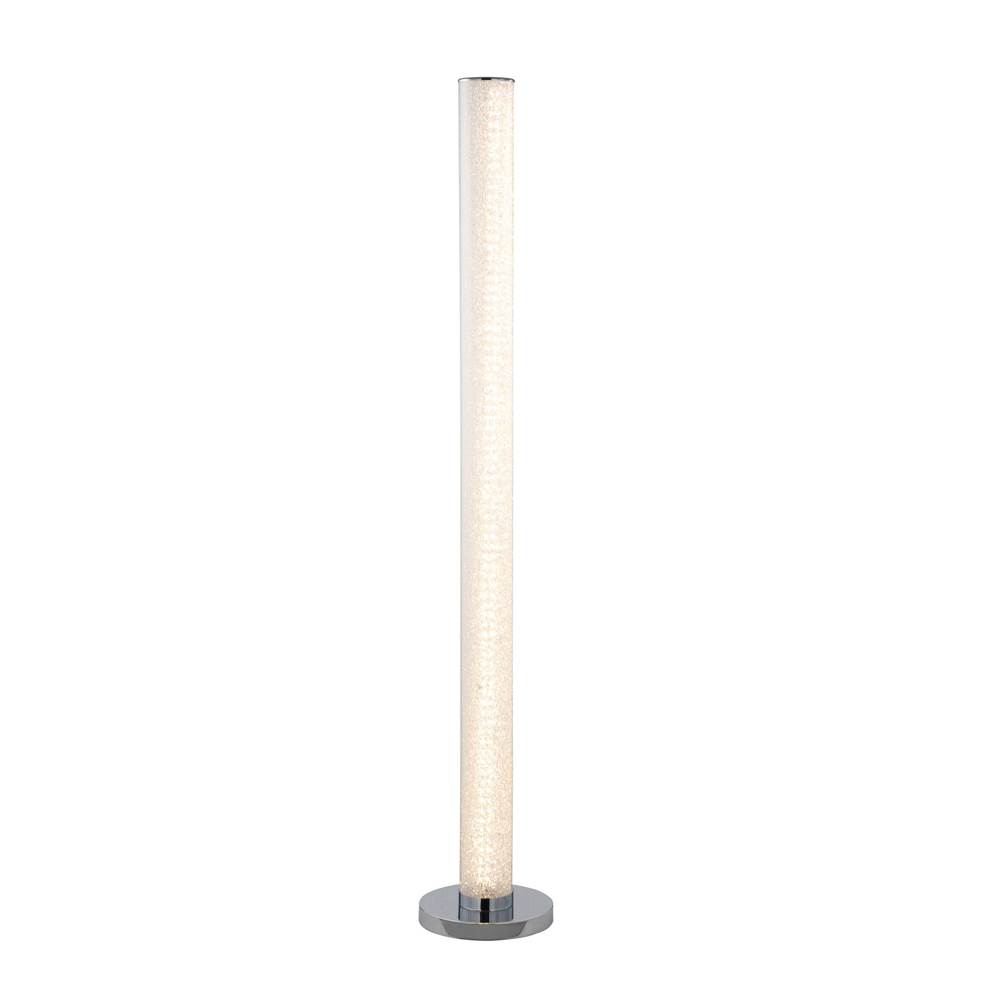 49" White Column Floor Lamp With Clear Drum Shade