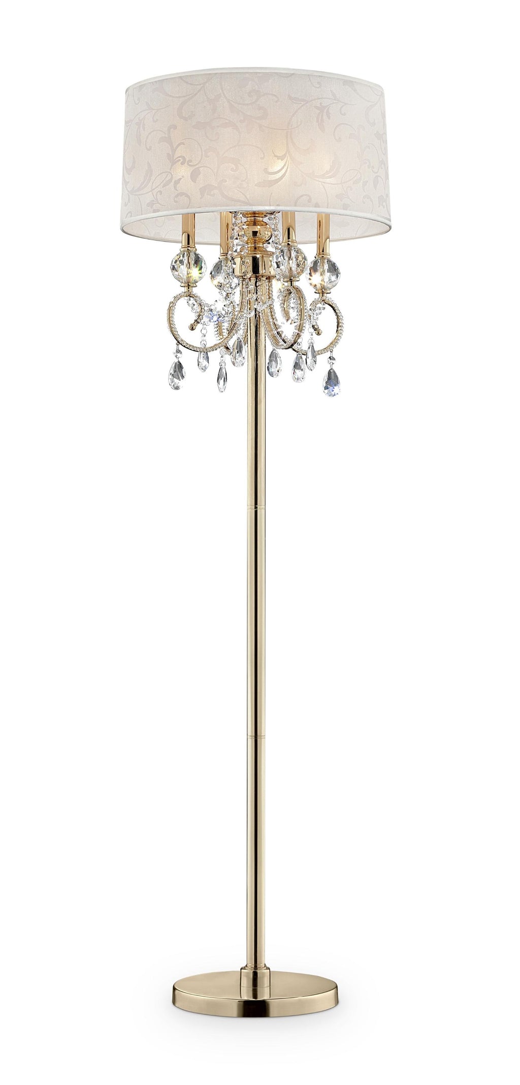 Stunning Brass Gold Finish Floor Lamp with Crystal Accents - 99fab 