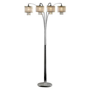 88" Steel Four Light Arched Floor Lamp With Silver Drum Shade